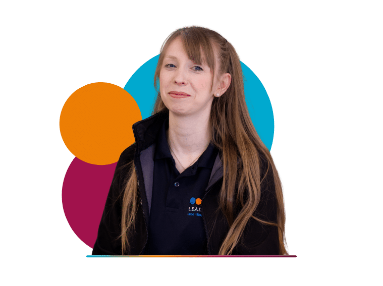 LEAD IT Image no circle- Smiling – Woman – Sophie J background