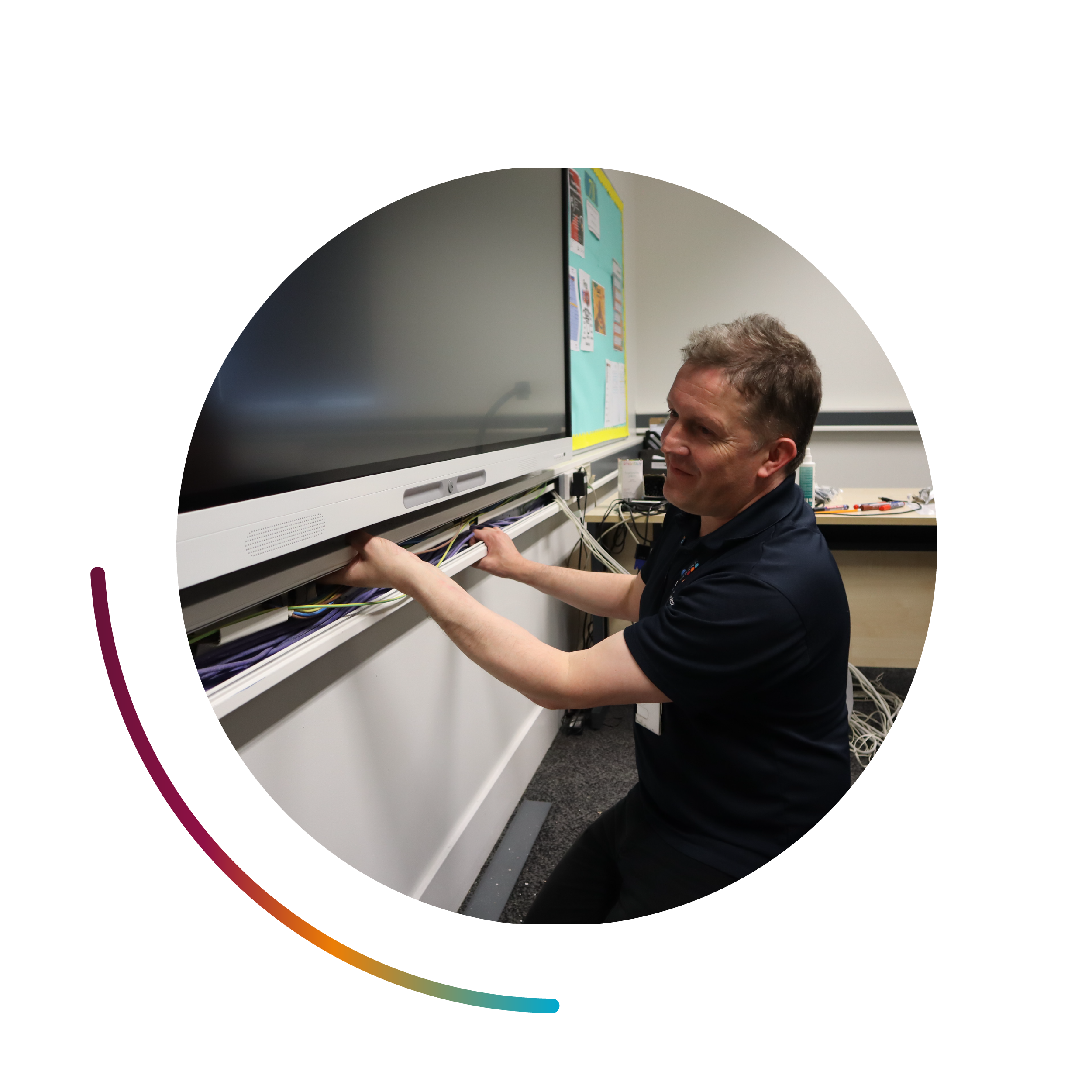 Neil C LEAD IT Technician w smartboard – Holiday Works – Install – Man