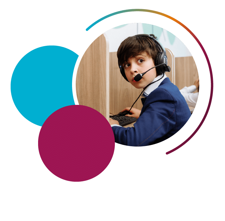 Stock child with headphones image