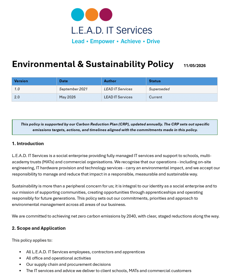 Environmental and sustainability policy thumbnail