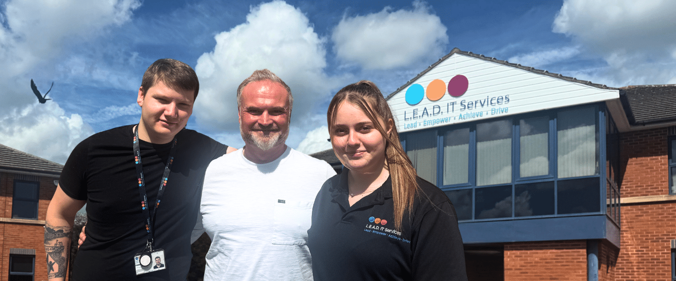 Ethan Edwards, Chris Edwards and Kayleigh Potter at LEAD IT Services, Derby